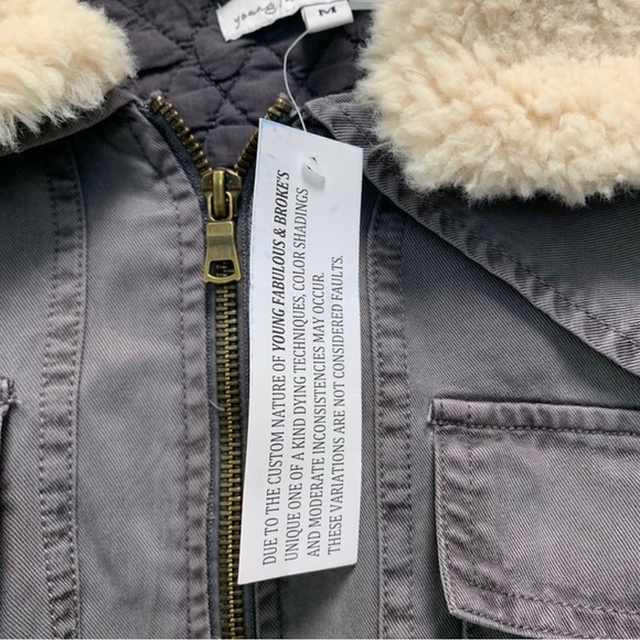 Young Fabulous & Broke Women's Gray Earhart Bomber Sherpa Jacket Size Medium - Picture 9 of 9